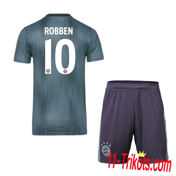 Spielername | Neues Bayern München Kinder Third Trikot 10 ROBBEN Grün 2018-19 Kurzarm