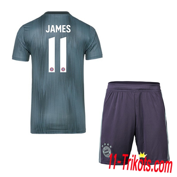 Spielername | Neues Bayern München Kinder Third Trikot 11 JAMES Grün 2018-19 Kurzarm