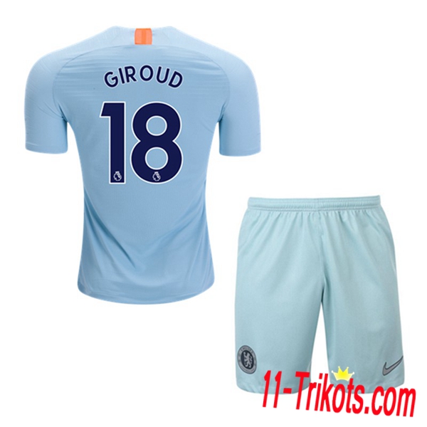 Spielername | Neues FC Chelsea Kinder Third Trikot Giroud 18 Himmelblau 2018-19 Kurzarm