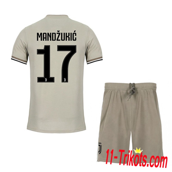 Spielername | Neues Juventus Kinder Auswärtstrikot MANDZUKIC 17 Beige 2018-19 Kurzarm