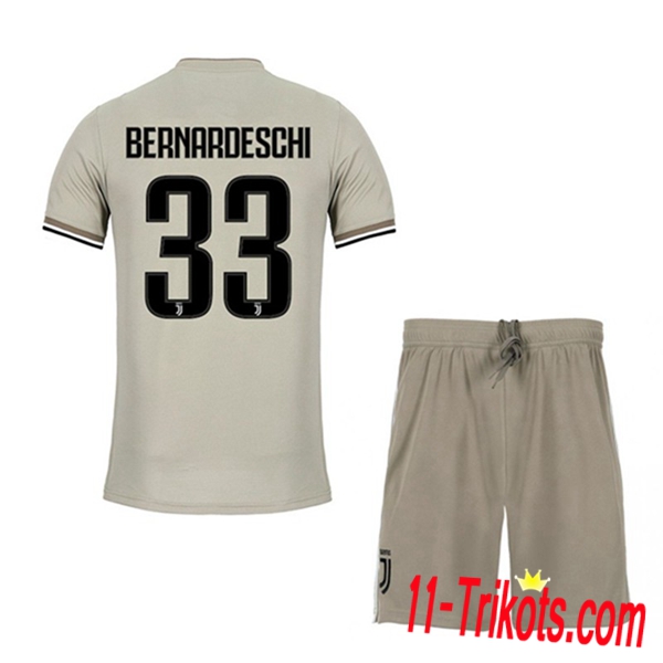 Spielername | Neues Juventus Kinder Auswärtstrikot BERNARDESCHI 33 Beige 2018-19 Kurzarm