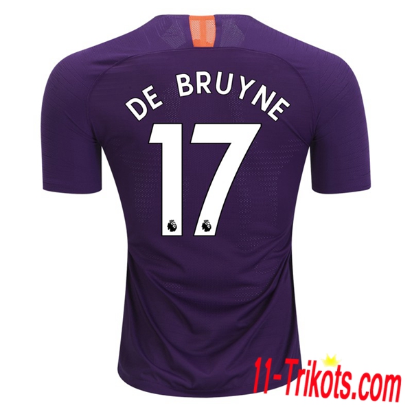 Spielername | Neues Manchester City Third Trikot 17 DE BRUYNE Purpurrot 2018-19 Kurzarm Herren