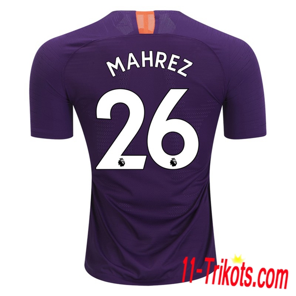 Spielername | Neues Manchester City Third Trikot 26 MAHREZ Purpurrot 2018-19 Kurzarm Herren