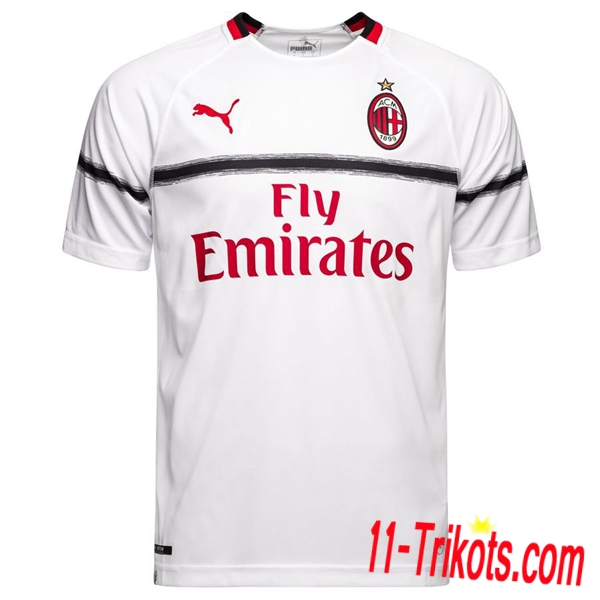 2XL-4XL | Neues AC Milan Auswärtstrikot Weiss 2018-19 Kurzarm Herren