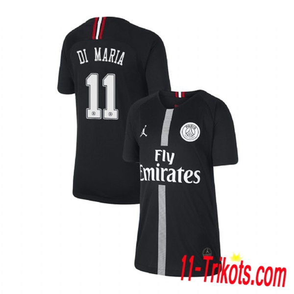 Spielername | Neues PSG Third Trikot DI MARIA 11 Schwarz 2018-19 Kurzarm Herren