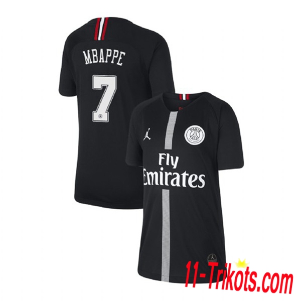 Spielername | Neues PSG Third Trikot MBAPPE 7 Schwarz 2018-19 Kurzarm Herren