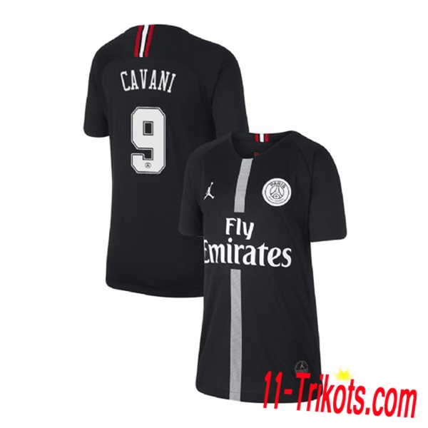 Spielername | Neues PSG Third Trikot CAVANI 9 Schwarz 2018-19 Kurzarm Herren