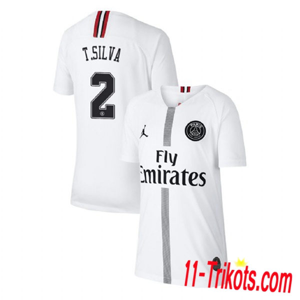 Spielername | Neues PSG Third Trikot T SILVA 2 Weiss 2018-19 Kurzarm Herren