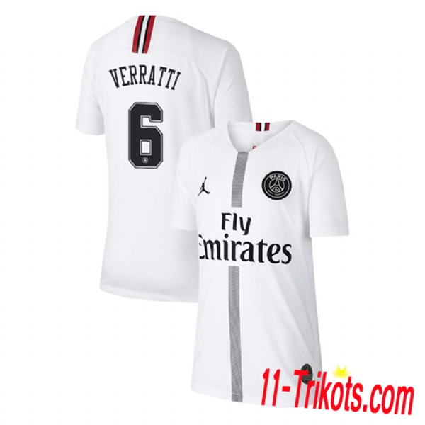 Spielername | Neues PSG Third Trikot VERRATTI 6 Weiss 2018-19 Kurzarm Herren