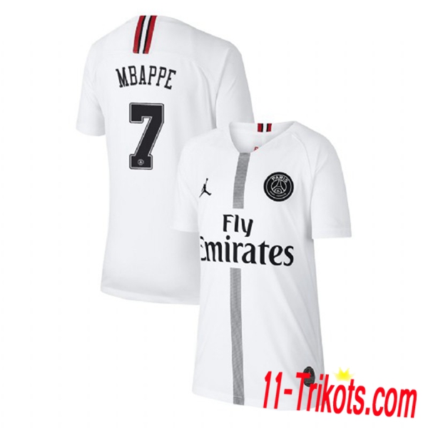 Spielername | Neues PSG Third Trikot MBAPPE 7 Weiss 2018-19 Kurzarm Herren