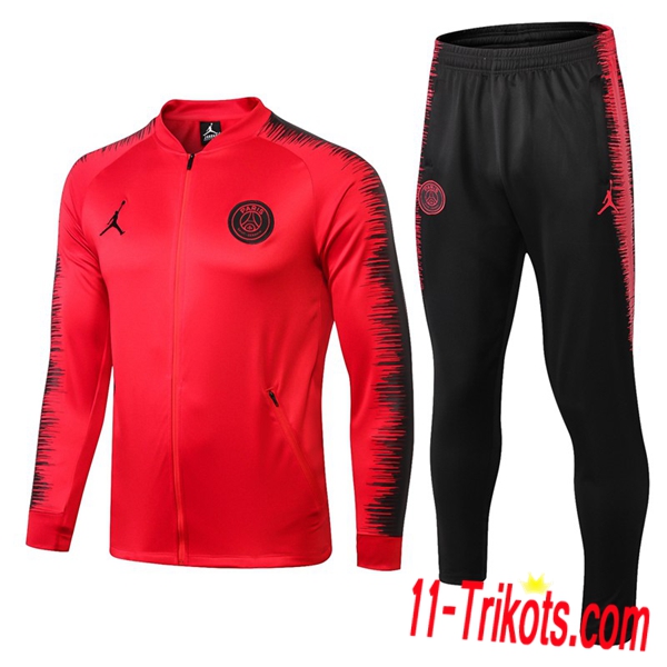 Neuestes Fussball Jordan PSG Rot/Schwarz Trainingsanzug (Jacken) 2018 2019 | 11-trikots