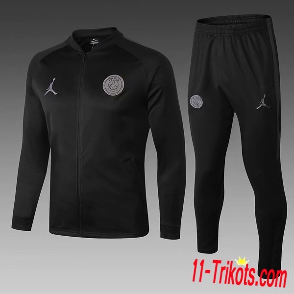 Neuestes Fussball Jordan PSG Kinder Trainingsanzug (Jacken) Schwarz 2018 2019 | 11-trikots