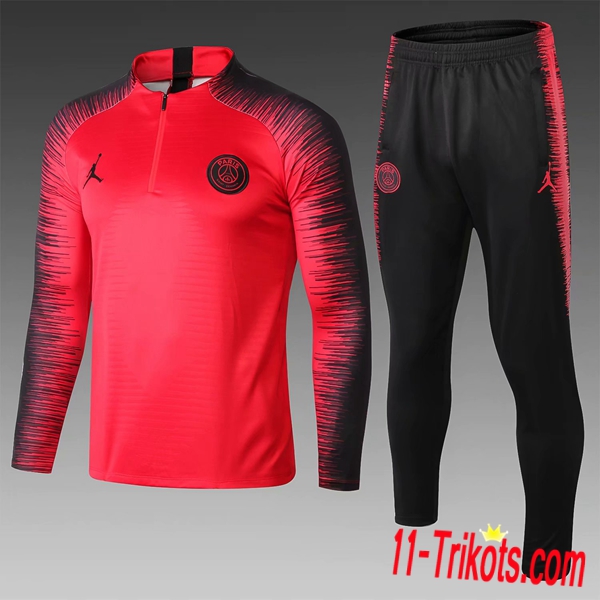 Neuestes Fussball Jordan PSG Kinder Trainingsanzug Rot/Schwarz 2018 2019 | 11-trikots