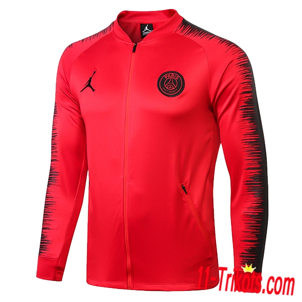 Neuestes Fussball Jordan PSG Trainingsjacke Rot/Schwarz 2018 2019 | 11-trikots