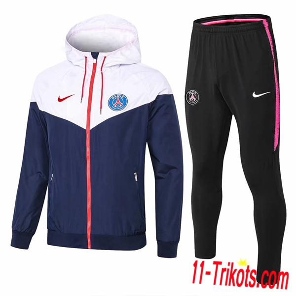 Neuestes Fussball PSG Weiß/Dunkelblau Windjacke Anzüge 2018 2019 | 11-trikots