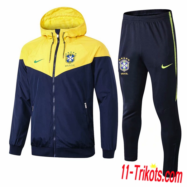 Neuestes Fussball Brasilien Jaune/Dunkelblau Windjacke Anzüge 2018 2019 | 11-trikots