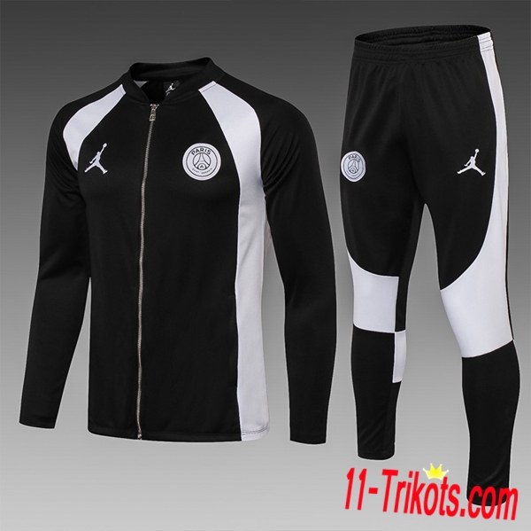 Neuestes Fussball Jordan PSG Kinder Trainingsanzug (Jacken) Schwarz/Weiß 2018 2019 | 11-trikots