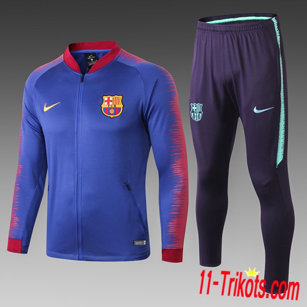 Neuestes Fussball FC Barcelona Kinder Trainingsanzug (Jacken) Blau/Rot 2018 2019 | 11-trikots