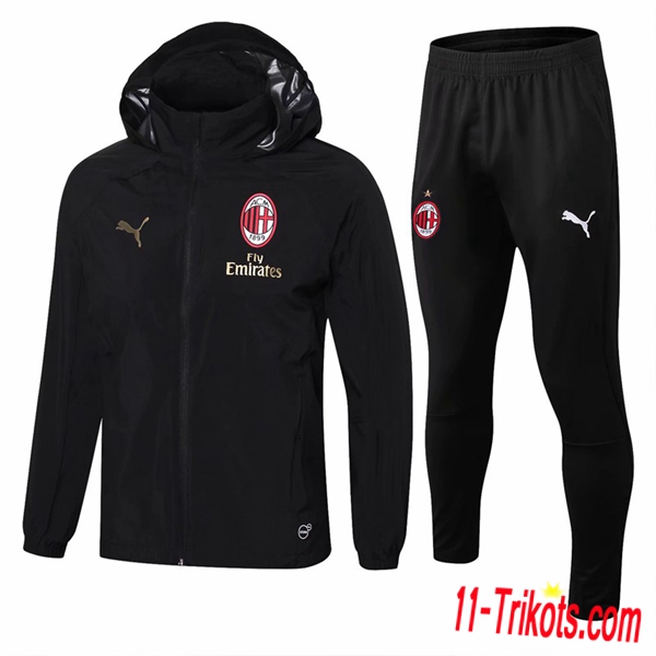 Neuestes Fussball AC Milan Schwarz Windjacke Anzüge 2018 2019 | 11-trikots