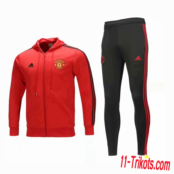 Neuestes Fussball Manchester United Rot Trainingsanzug mit kappe 2018 2019 | 11-trikots