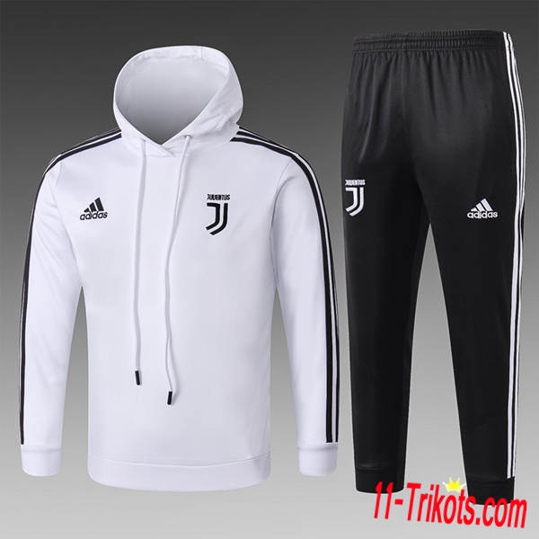 Neuestes Fussball Juventus Kinder Trainingsanzug mit kappe Weiß 2018 2019 | 11-trikots