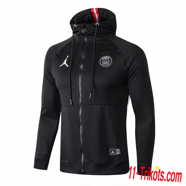 Neuestes Fussball Jordan PSG Schwarz Trainingsjacke mit kappe 2018 2019 | 11-trikots