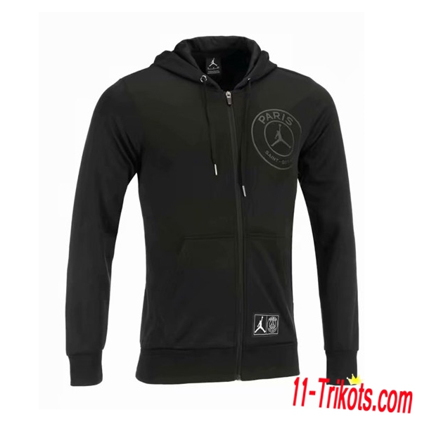 Neuestes Fussball Jordan PSG Schwarz Trainingsjacke mit kappe 2018 2019 -02 | 11-trikots