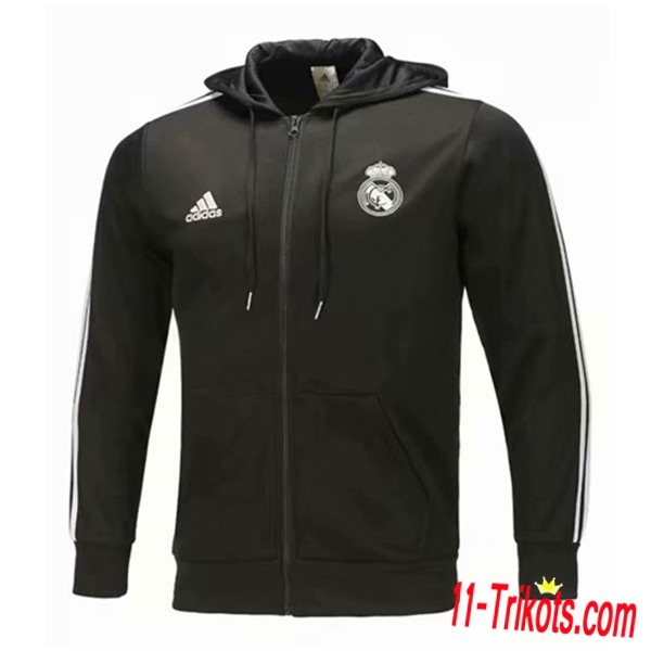 Chaqueta Futbol con capucha Real Madrid Negro 2018/2019