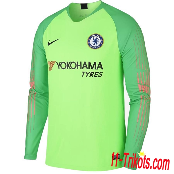 Neuestes Fussball FC Chelsea Torwarttrikot Grün 2018 2019 | 11-trikots