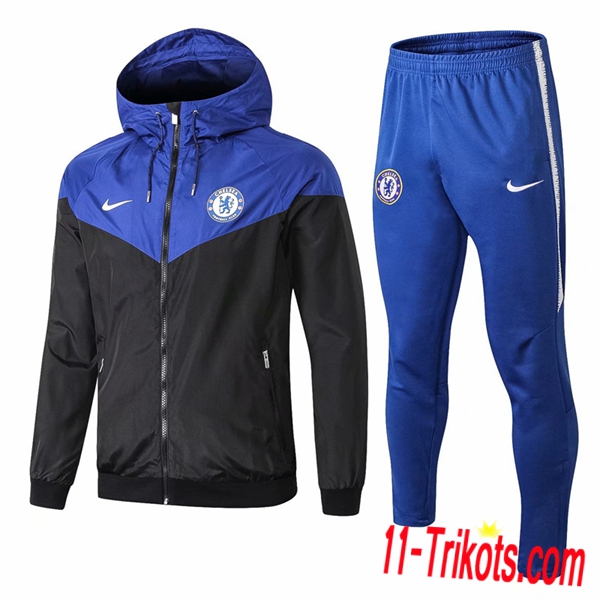 Neuestes Fussball FC Chelsea Windjacke Anzüg Blau/Schwarz 2018 2019 | 11-trikots