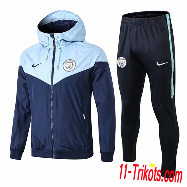 Neuestes Fussball Manchester City Windjacke Anzüg Dunkelblau 2018 2019 | 11-trikots