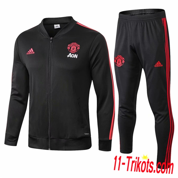 Neuestes Fussball Manchester United Trainingsanzug (Jacke）Schwarz 2018 2019 | 11-trikots