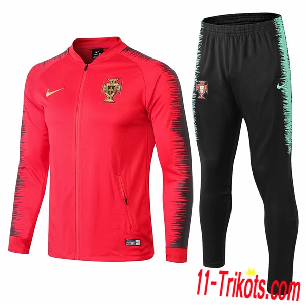 Neuestes Fussball Portugal Trainingsanzug (Jacke）Rot/Schwarz 2018 2019 | 11-trikots