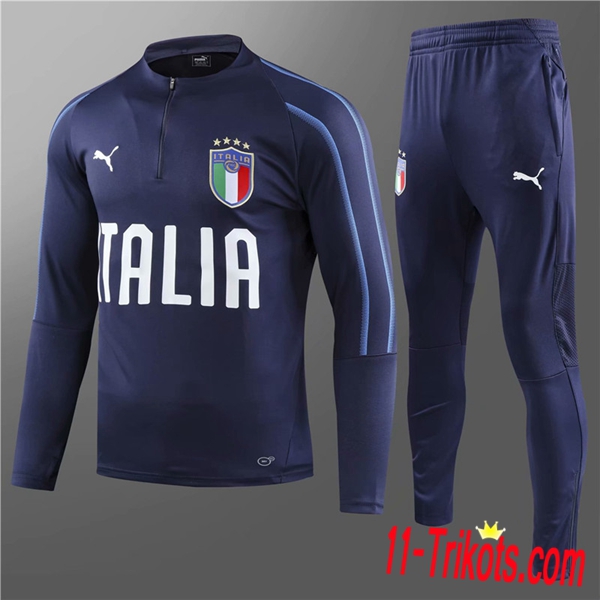 Neuestes Fussball Italien Kinder Trainingsanzug Dunkelblau 2018 2019 | 11-trikots