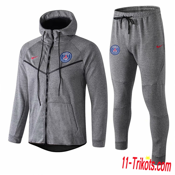 Neuestes Fussball PSG Trainingsanzug Jacke mit Kapuze Grau 2018 2019 | 11-trikots