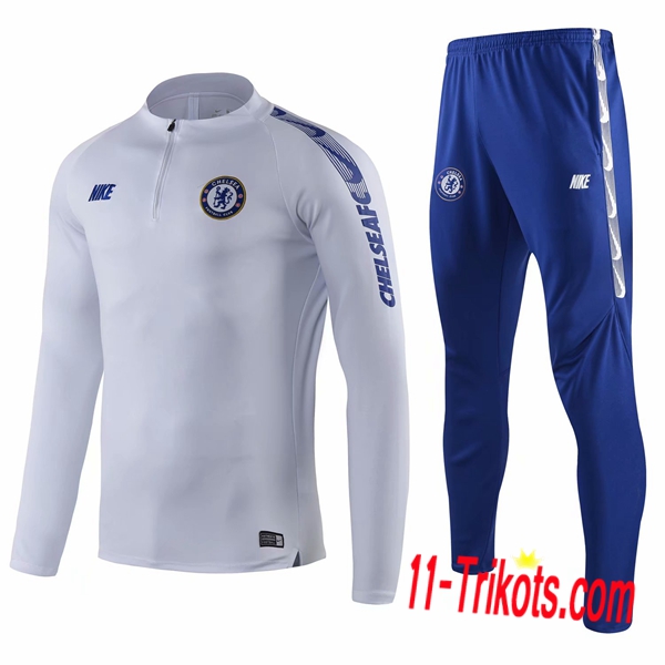 Neuestes Fussball FC Chelsea Trainingsanzug Weiß 2019 2020 | 11-trikots