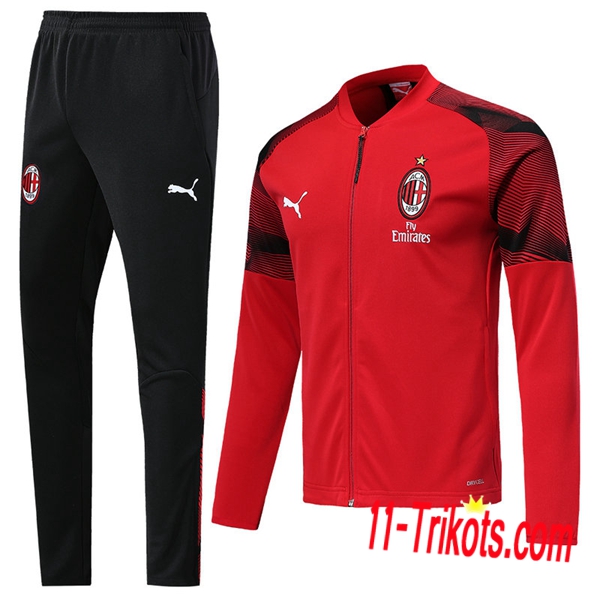 Neuestes Fussball AC Milan Trainingsanzug (Jacke) Rot 2019 2020 | 11-trikots