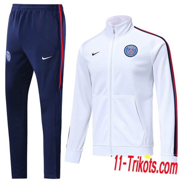 Neuestes Fussball PSG Trainingsanzug (Jacke) Weiß 2019 2020 | 11-trikots