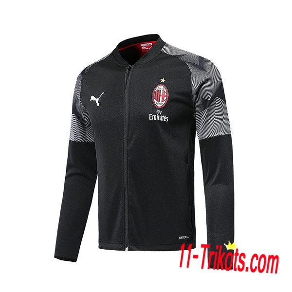 Neuestes Fussball AC Milan Trainingsjacke Schwarz 2019 2020 | 11-trikots