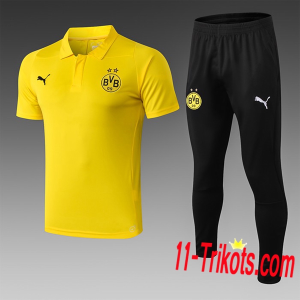 Neuestes Fussball Dortmund BVB Poloshirt + Hose Gelb 2019 2020 | 11-trikots