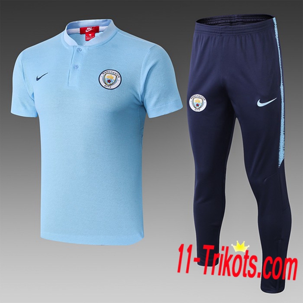 Neuestes Fussball Manchester City Poloshirt + Hose Blau 2019 2020 | 11-trikots