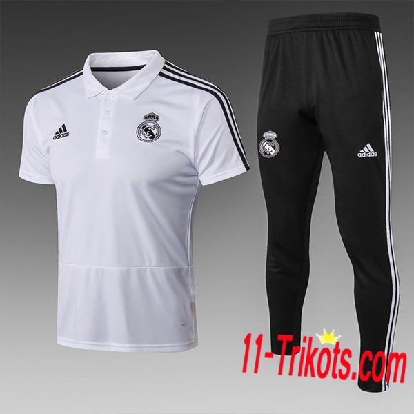 Neuestes Fussball Real Madrid Poloshirt + Hose Weiß 2019 2020 | 11-trikots