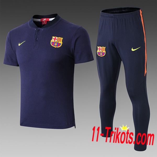Neuestes Fussball FC Barcelona Poloshirt + Hose Dunkelblau 2019 2020 | 11-trikots