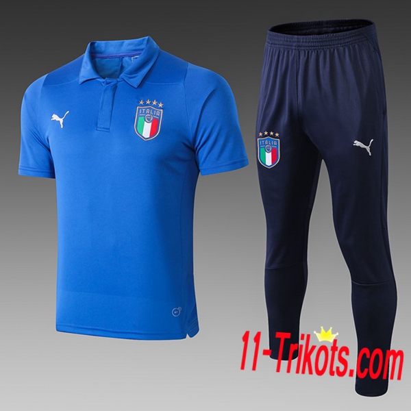 Neuestes Fussball Italien Poloshirt + Hose Blau 2019 2020 | 11-trikots