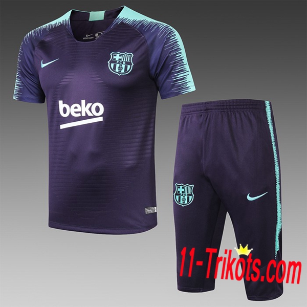 Neuestes Fussball Pre Match FC Barcelona Trainingstrikot + 3/4 Hose Dunkelblau 2019 2020 | 11-trikots