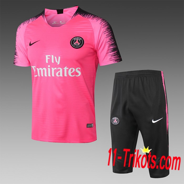 Neuestes Fussball Pre Match PSG Trainingstrikot + 3/4 Hose Rose/Schwarz 2019 2020 | 11-trikots