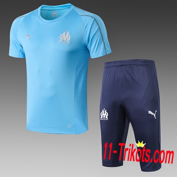 Neuestes Fussball Pre Match Marseille OM Trainingstrikot + 3/4 Hose Blau 2019 2020 | 11-trikots