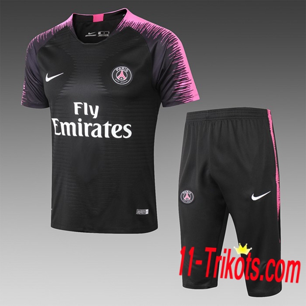 Neuestes Fussball Pre Match PSG Trainingstrikot + 3/4 Hose Schwarz/Rose 2019 2020 | 11-trikots