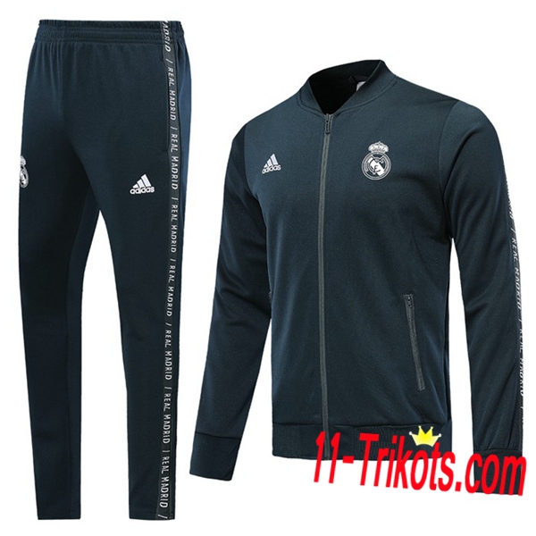 Neuestes Fussball Real Madrid Trainingsanzug (Jacke) Schwarz 2019 2020 | 11-trikots