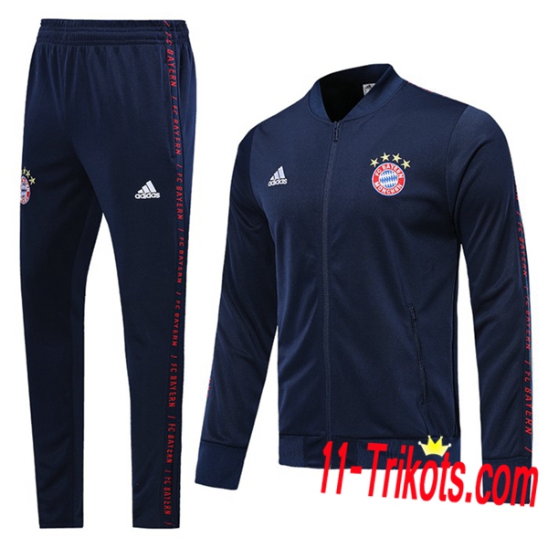 Neuestes Fussball Bayern München Trainingsanzug (Jacke) Dunkelblau 2019 2020 | 11-trikots